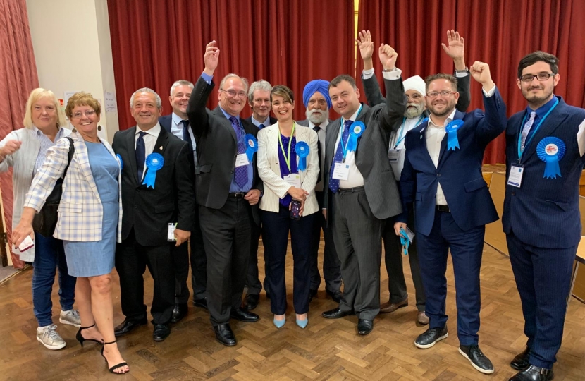 Cllr Mattie Heaven celebrates victory with Councillors and activists