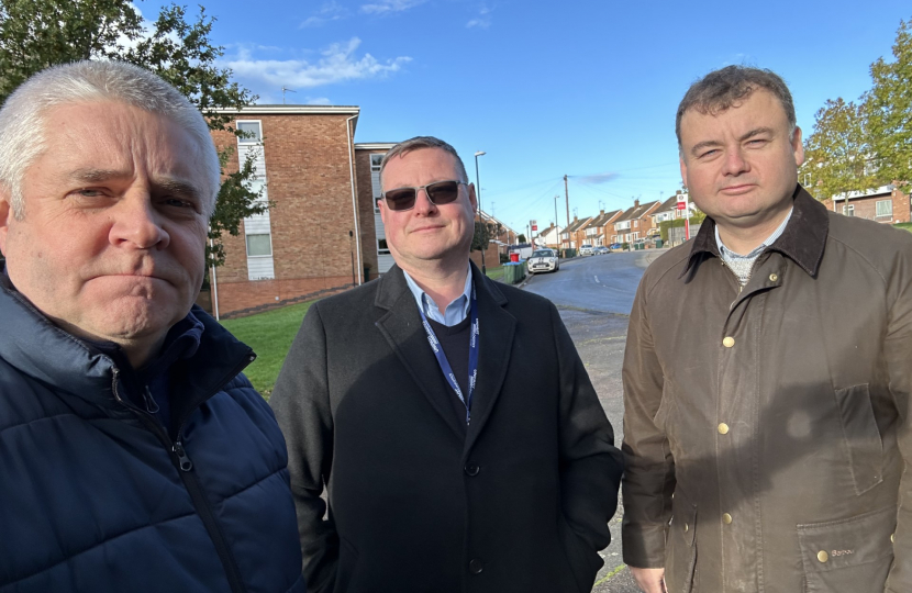 Cllr Peter Male with local resident Marcus Deane and Cllr Gary Ridley