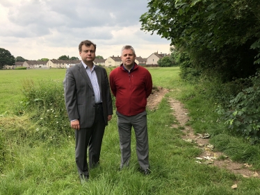 Councillors Ridley and Male at the Ponderosa fields